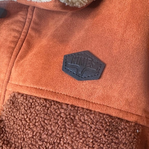 Kimes Ranch‎ Sherpa Suede Jacket M Rust Brown Faux Suede Fit Chore Barn Jacket - Picture 3 of 8